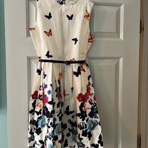 Kate Kasin Girls Sleeveless Black and Red Floral Print Party Dress Size 11-12Y